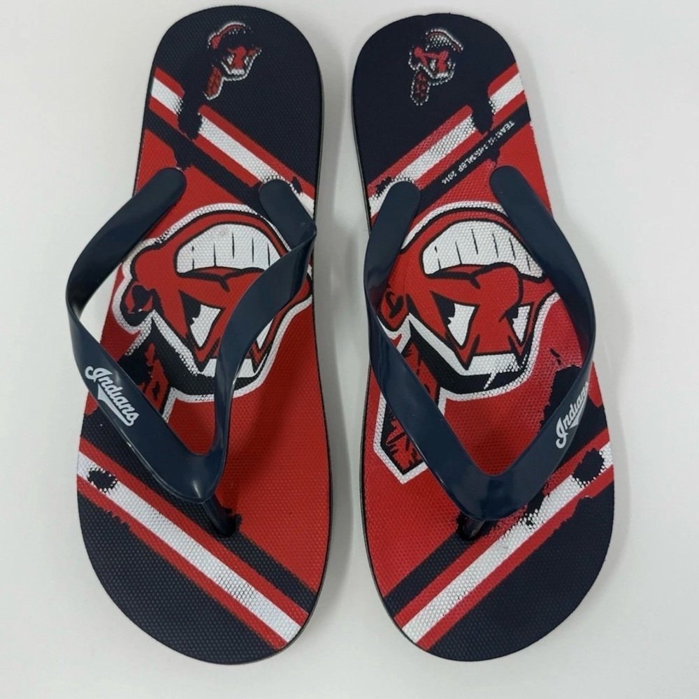 CLEVELAND INDIANS Chief Wahoo MLB FLIP FLOPS Women's SZ 10